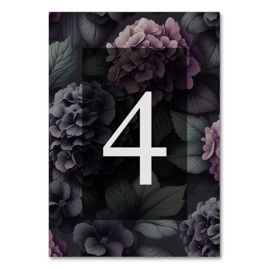 Schwarze und Lila Moody-Floral Tischnummer (Vorderseite)