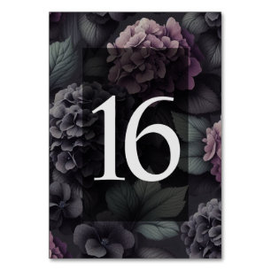 Schwarze und Lila Moody-Floral Tischnummer
