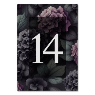Schwarze und Lila Moody-Floral Tischnummer