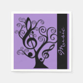 Schwarze und Lila Musik Treble Clef Tree Napkins Serviette (Vorderseite)