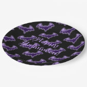 Schwarze und Lila Nachtschläger Papier Teller (Schrägansicht)