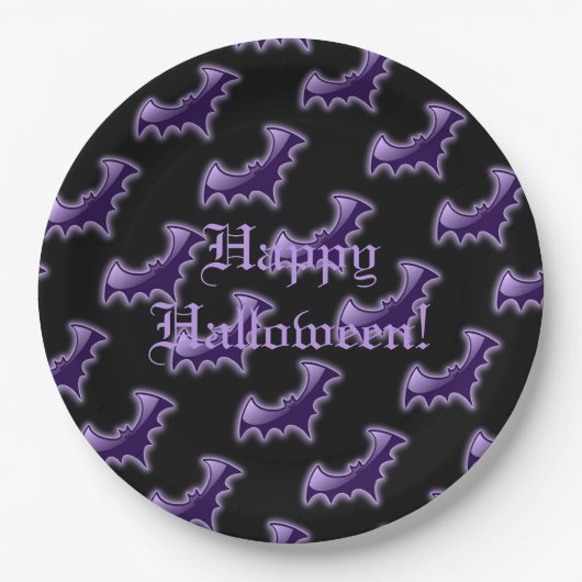 Schwarze und Lila Nachtschläger Papier Teller (Vorderseite)