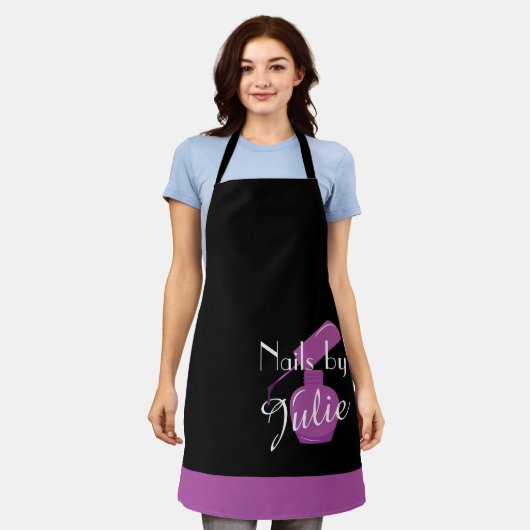 Schwarze und Lila Nagelpolnische Personalisierte S Schürze (Getragen)