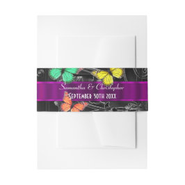 Schwarze und lila personalisierte Hochzeit Einladungsbanderole