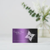 schwarze und lila Schmetterlingsgeschäftskarten Visitenkarte (Stehend Vorderseite)