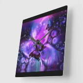 Schwarze und Lila Schmetterlingsuhr Quadratische Wanduhr (Winkel)