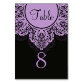 Schwarze und lila Tischnummer-Laktatdamasenkarte Tischnummer (Rückseite)