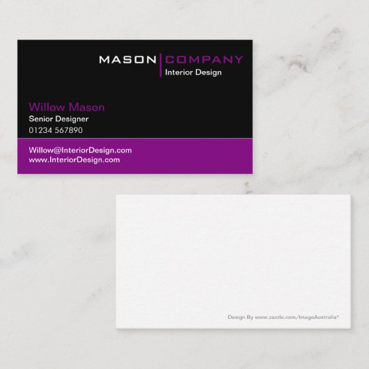 Schwarze und Lila Unternehmenskarte Visitenkarte (Vorne/Hinten)