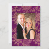 Schwarze und Lila Vintage Blumenhochzeit Einladung (Rückseite)