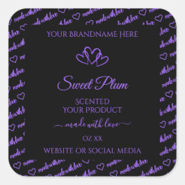 Schwarze und Lila Wörter - Cloud-Produktkennzeichn Quadratischer Aufkleber