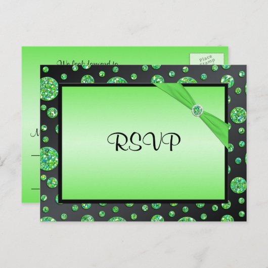 Schwarze und Limone Glitterie Dot UAWG Postkarte (Vorne/Hinten)