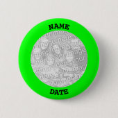 Schwarze und Limone Personalisierte Foto-Rahmen Button (Vorderseite)