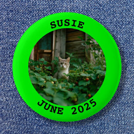 Schwarze und Limone Personalisierte Foto-Rahmen Button