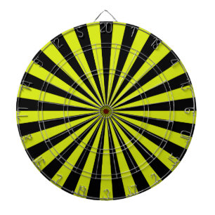 Schwarze und Limone Sonnenstrahlen Retrostreifen Dartscheibe