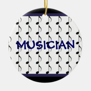 Schwarze und marineblaue Noten - Musiker Keramikornament