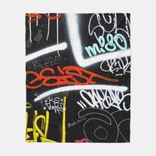 Schwarze und mehrfarbige Graffiti-Kunst Fleecedecke
