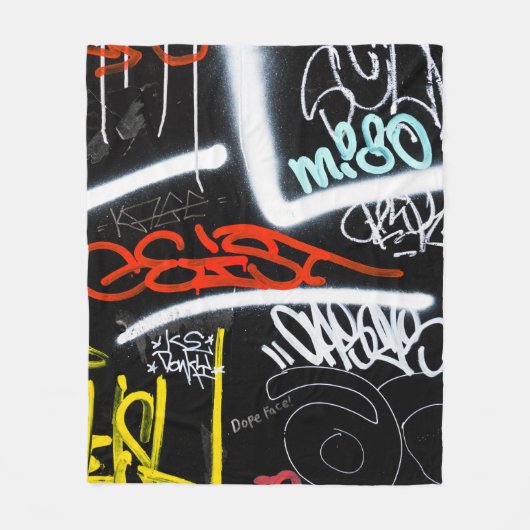 Schwarze und mehrfarbige Graffiti-Kunst Fleecedecke (Vorderseite)