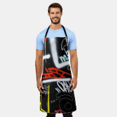 Schwarze und mehrfarbige Graffiti-Kunst Schürze (Getragen)