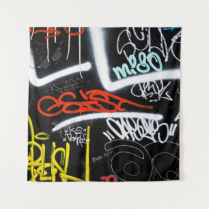 Schwarze und mehrfarbige Graffiti-Kunst Wandteppich