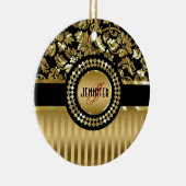 Schwarze und metallische goldene Blumendanzüge Keramikornament (Rechts)