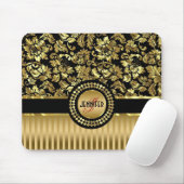 Schwarze und metallische goldene Blumendanzüge Mousepad (Mit Mouse)