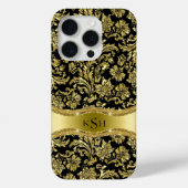 Schwarze und metallische goldene Floral Dammasken, Case-Mate iPhone Hülle (Rückseite)