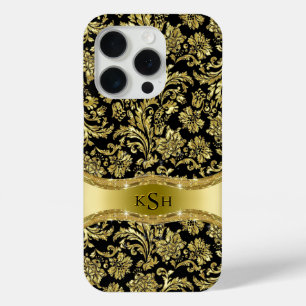 Schwarze und metallische goldene Floral Dammasken, Case-Mate iPhone Hülle