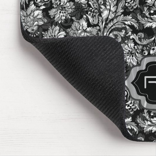 Schwarze und metallische Silberflordamasken, monog Mousepad (Ecke)