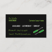 Schwarze und Neongrüne Reparaturskarten Visitenkarte (Rückseite)