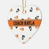 Schwarze und orange Beifall-Megaphone Keramikornament (Links)