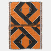 Schwarze und orange Einzigartig-Gemusterte Decke (Vorderseite Vertikal)