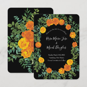 Schwarze und orange Halloween-Gothic-Hochzeitskoll Einladung