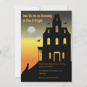 Schwarze und orange Halloween-Party im Spukhaus Einladung