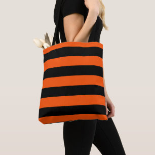 Schwarze und orange Halloween-Streifen  Tasche
