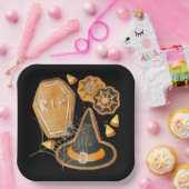 SCHWARZE UND ORANGE HALLOWEWEE HAT COFFIN SPIDER W PAPPTELLER (Party)