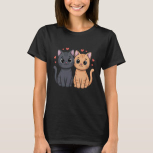 Schwarze und orange Katze Valentinstag Ingwerkatze T-Shirt