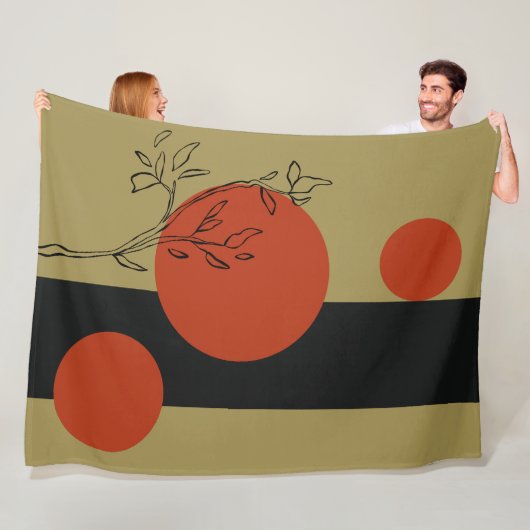 schwarze und orange Kreise geometrisches Muster Fleecedecke (Beispiel)