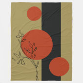 schwarze und orange Kreise geometrisches Muster Fleecedecke (Vorderseite)