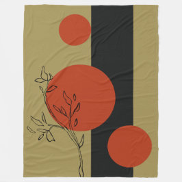 schwarze und orange Kreise geometrisches Muster Fleecedecke
