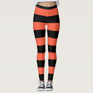 Schwarze und orange Streifen Festlicher Spaß Hallo Leggings