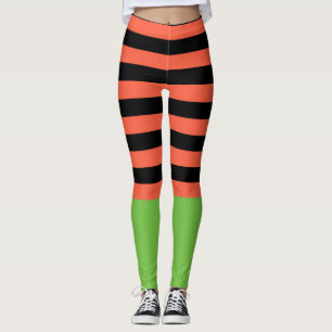 Schwarze und orange Streifen grüne Unterseite lust Leggings