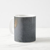 SCHWARZE UND ORANGE STRIPTE FLAG KAFFEETASSE (Vorderseite Links)