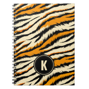 Schwarze und orange Tigerstreifen-Monogramm Notizblock