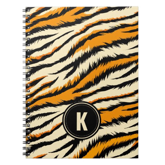 Schwarze und orange Tigerstreifen-Monogramm Notizblock (Vorderseite)