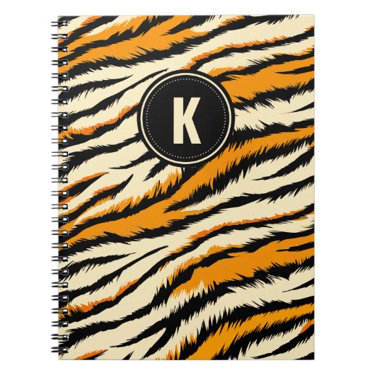 Schwarze und orange Tigerstreifen-Monogramm Notizblock (Vorderseite)