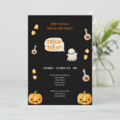 SCHWARZE UND ORANGE TRICK ODER BEHANDLUNG HALLOWEE EINLADUNG (Stehend Vorderseite)