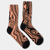 Schwarze und orange Wavy Strick Socken wählen Farb (Rechts)