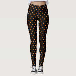 Schwarze und orangefarbene Polka-Punkte Leggings