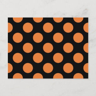 Schwarze und orangefarbene Polka-Punkte Postkarte