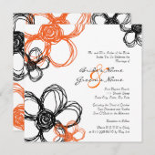 Schwarze und orangefarbene wild lebende Blume Einl Einladung (Vorne/Hinten)